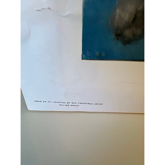 Vtg Print Girl And Her Cat 1961 Margaret Keane Big Eye No Frame 15x12” - Picture 11 of 11